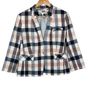 Veronica Beard Plaid Linen Blend Blazer NWT Size 10